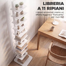 Libreria Moderna a 11 Ripiani Salvaspazio Stile Industriale 34,5x41,5x163,5 cm in Truciolato e Acciaio Bianco      