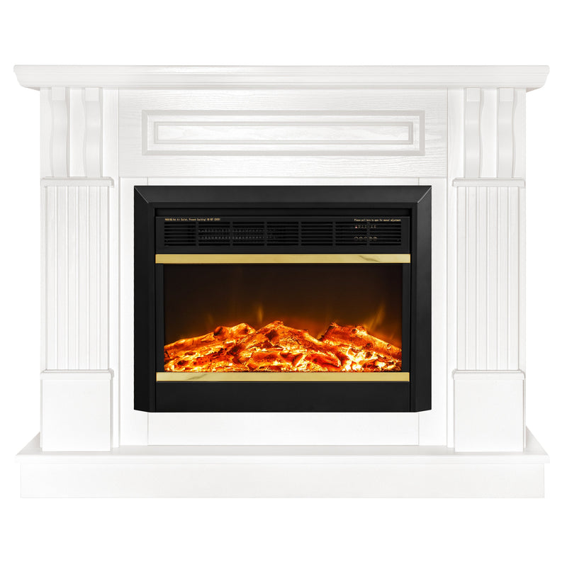 Camino Elettrico da Pavimento 96x113x30 cm Effetto Fiamma 1500W Verona Mini & Mars Bianco