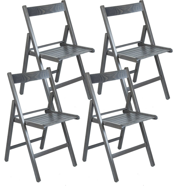 Set mit 4 Klappstühlen 47,5 x 42,5 x 45/79 cm in grauem FSC-Buchenholz sconto