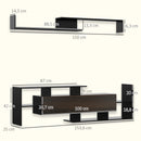 Mobile TV 153,6x25x42 cm con Mensola a Muro Ripiani Aperti e Armadietto in Legno Ingegnerizzato Nero e Marrone Scuro      