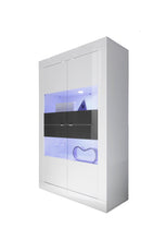 Mobile Alto da Salotto 4 Porte 102x43x162cm TFT  Basic Bianco Lucido e Antracite Lucido e