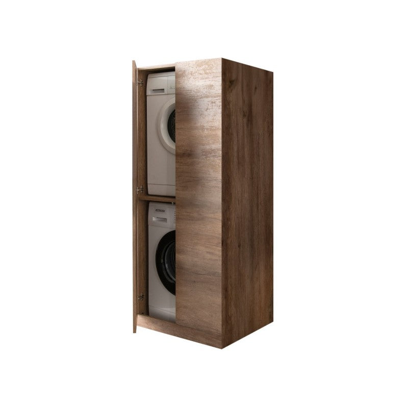 Mobile Lavanderia a Colonna per Lavatrice e Asciugatrice con Ante 70x70x174A cm in Nobilitato Unika Olmo Bianco