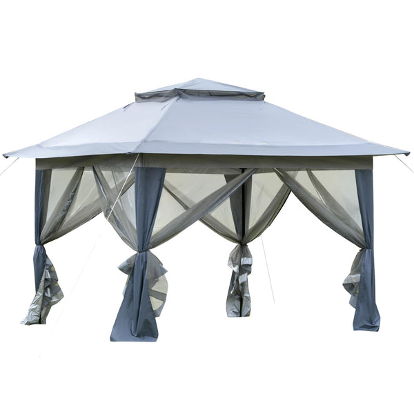 Gartenpavillon 3,64 x 3,64 x 2,94 m aus Stahl und grauem Oxford-Gewebe sconto