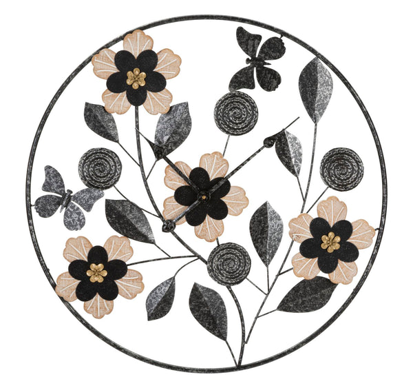 prezzo Orologio da Muro Divaker Ø5,5x67 cm in Ferro e MDF Marrone e Nero