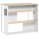 Isola da Cucina 3 Ripiani 105x65x90 cm  con Portacoltelli in Legno Truciolare Bianco