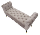 Panchetta Paris 120x40x60 cm in Legno Spugna Metallo e Poliestere Grigio Nero e Oro