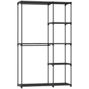 Armadio Guardaroba Portatile con 2 Aste e 6 Ripiani 111x43x185 cm in Tessuto Plastica e Acciaio Nero      