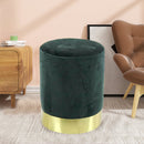 Pouf Poggiapiedi 31x31x38 cm in Metallo MDF e Tessuto Velluto Verde Scuro