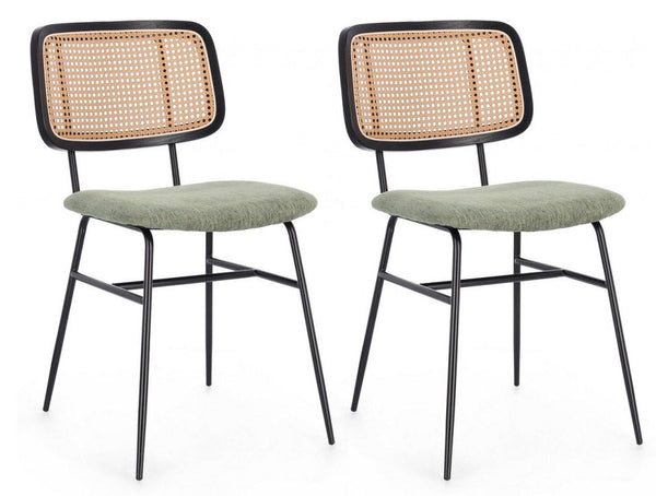 acquista Set 2 Sedie 45x59x80,5 cm Sienna in Tessuto Verde