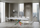 Tavolo Allungabile 120/380x90 cm Volantis Premium Bianco Frassino Gambe Multicolore 4/B      