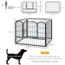 Recinto per Cani Modulare 4 Pannelli 79x60 cm Metallo Grigio Scuro