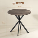 Tavolo da Pranzo Rotondo Stile Industriale Ø80x75 cm con Gambe a Croce in Acciaio Marrone      