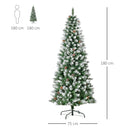 Albero di Natale Artificiale Innevato 180 cm 630 Rami e 37 Pigne Verde e Bianco 