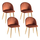 Set 4 Sedie Imbottite 38x43x74 cm in Vellluto Velvet Bronzo e Oro