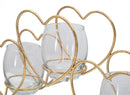 Portacandele Heart 37,5x9x19 cm in Ferro e Vetro Oro
