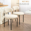 Set 2 Sedie Sala da Pranzo 51x51x76 cm in Tessuto Sherpa con Gambe in Acciaio Beige      