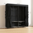 Armadio Salvaspazio 170x45x167 cm con 5 Aste 4 Ripiani 6 Tasche Laterali in Tessuto Nero      