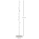 Appendiabiti da Terra 35x35x170 cm 8 Ganci Base Rotonda in Marmo Bianco 