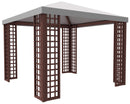 Gazebo da Giardino in Legno 3x3m con Copertura in PVC Taini Leon Pocket Noce