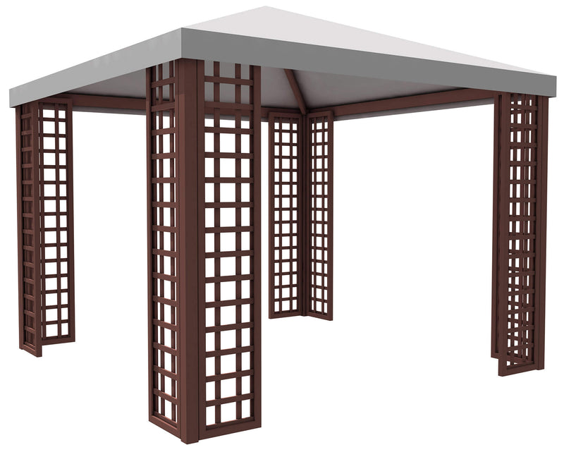 Gazebo da Giardino in Legno 3x3m con Copertura in PVC Taini Leon Pocket Noce