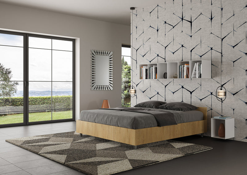 Letto Matrimoniale con Alzata Comoda Testata Bassa Nuamo Quercia Varie Misure