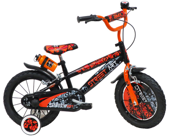 Kinderfahrrad 14" 2 Bremsen Street Art Schwarz/Orange online