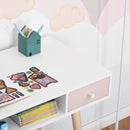 Scrivania per Bambini 100x48x76,5 cm in Legno di Pino e MDF Bianco Rosa e Grigio