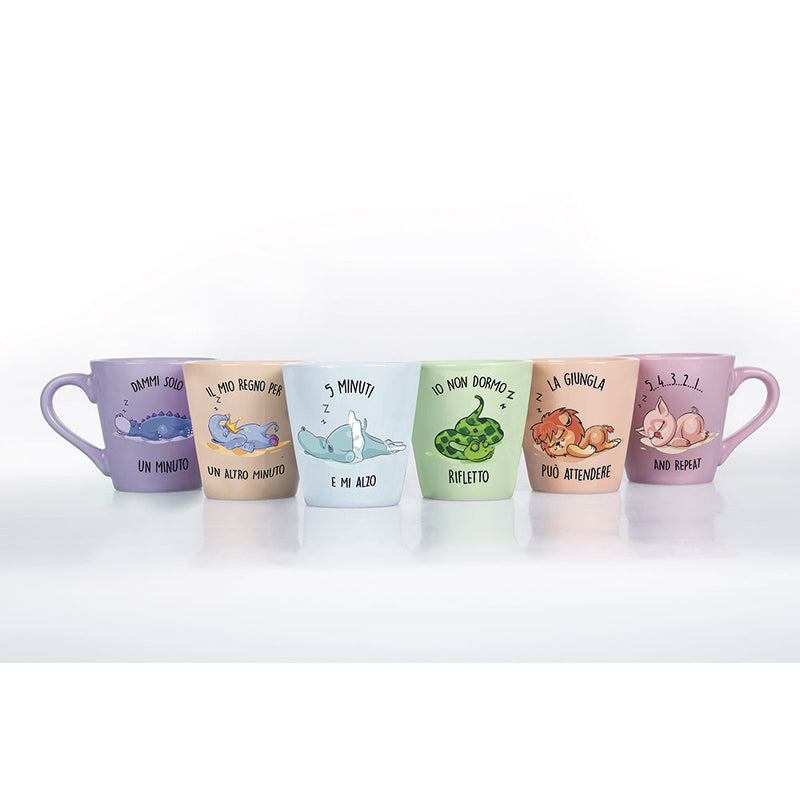 Set 6 Tazzine da Caffè Ø6,3x6,4 cm in New Bone China VdE Tivoli 1996 Lazy world