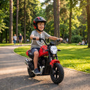 Moto da Cross Elettrica per Bambini 6-12 Anni 24 V 120x58x71,5 cm con Motore 180 W e Pneumatici in Gomma 30 cm Rossa      