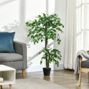 Pianta Artificiale Albero del Tè con 546 Foglie Realistiche e Vaso Cemento 120 cm Verde      