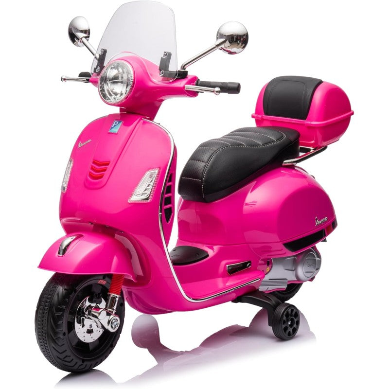 Moto Elettrica per Bambini Piaggio Vespa GTS SUPER 12V Full Optional con Bauletto Fucsia 