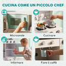 Cucina Giocattolo per Bambini 79x25x88 cm con Luci Suoni Accessori Frigo Forno e Macchina Caffè in MDF Verde Chiaro      