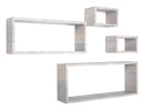 Set 3 Mensole Cubo da Parete Quadrato e Rettangolare in Fibra di Legno Merlino Rovere Grigio