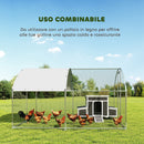 Pollaio per Galline da Esterno 280x340x190 cm con Tetto Impermeabile e Serratura in Acciaio Zincato Argento      