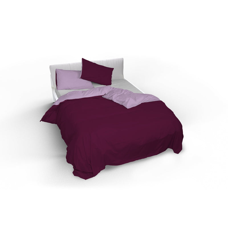 Copripiumino con Sacco e Federe Doubleface Lilla\/Prugna