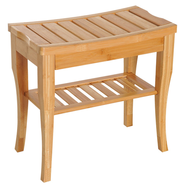 Hocker mit Ablagefläche aus natürlichem Bambus sconto
