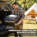 Barbecue a Carbonella BBQ Portatile con Termometro e Raccogli Cenere in Metallo e Acciaio Nero      