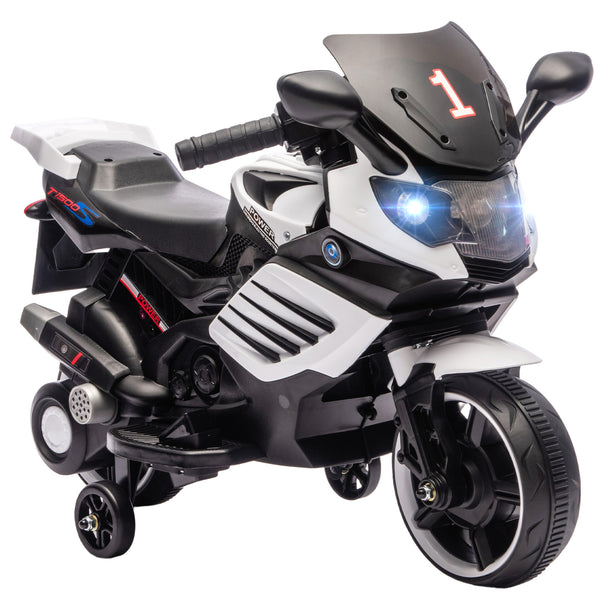 Moto Elettrica per Bambini da 6V con Rotelle Rimovibili Fari e Musiche Bianco sconto