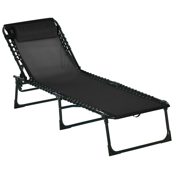 Lettino Prendisole Pieghevole 197x58x26 cm in Acciaio e Tessuto Nero prezzo