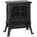 Camino Elettrico da Terra 900-1800W Vista su Tre Lati Fiamma 3D e Termostato Regolabile Nero      