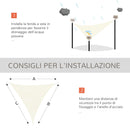 Tenda Vela da Giardino Triangolare 6x6x6m in HDPE Crema 