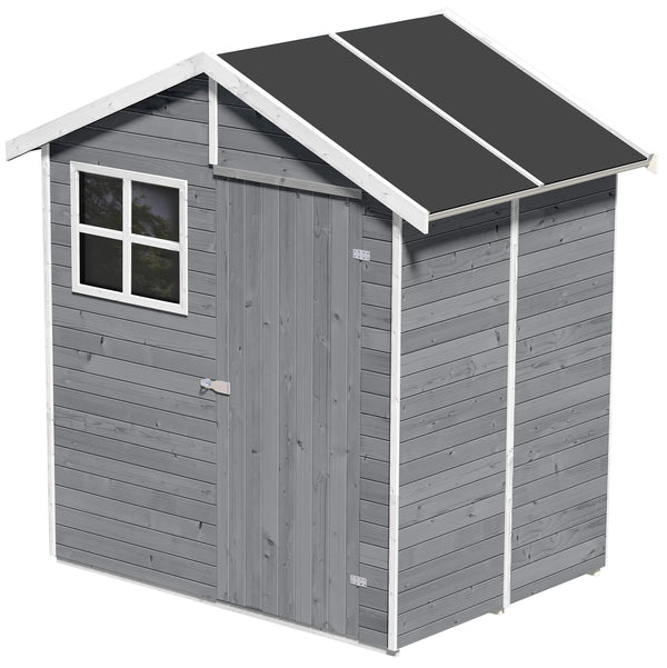 prezzo Gartenbox aus Holz für Werkzeuge 180 x 135 x 220 cm mit Tür und Fenster Ecla Grey
