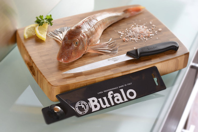Coltello per Sfilettare il Pesce Lama 18 cm Bufalo S917/18 Manico Nero