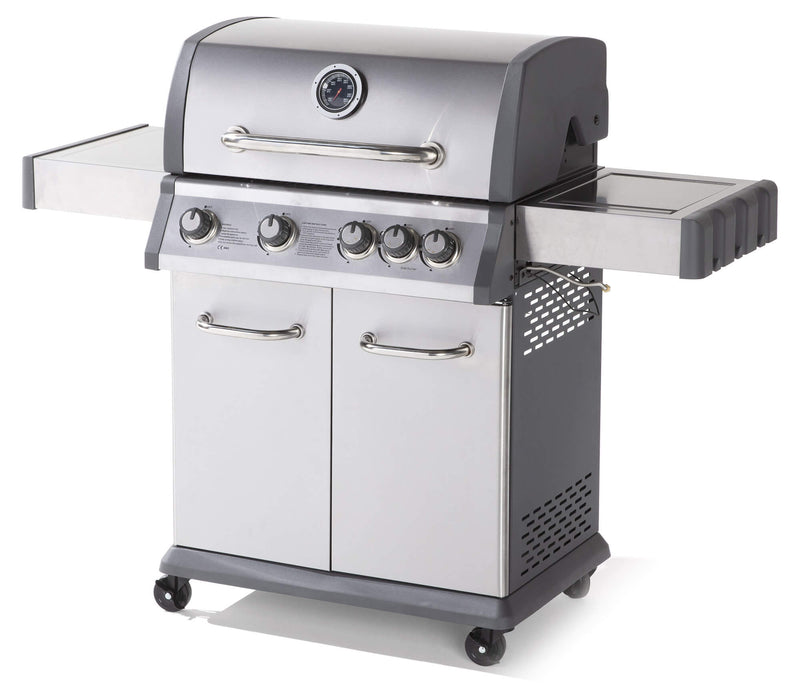 Barbecue a Gas GPL 4 Fuochi 133x57x112 cm in Acciaio Silver