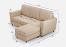 Divano 3 Posti con Pouf 212x155x85 cm Yasel in Tessuto Beige