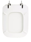 Copriwater Universale 34,2x42,6 cm in MDF Cerniere in Metallo Cromato Conca Bianco Lucido