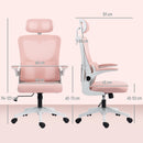 Sedia Ergonomica da Ufficio Girevole 60x59x114-122 cm con Poggiatesta Rimovibile in Tessuto a Rete Rosa  