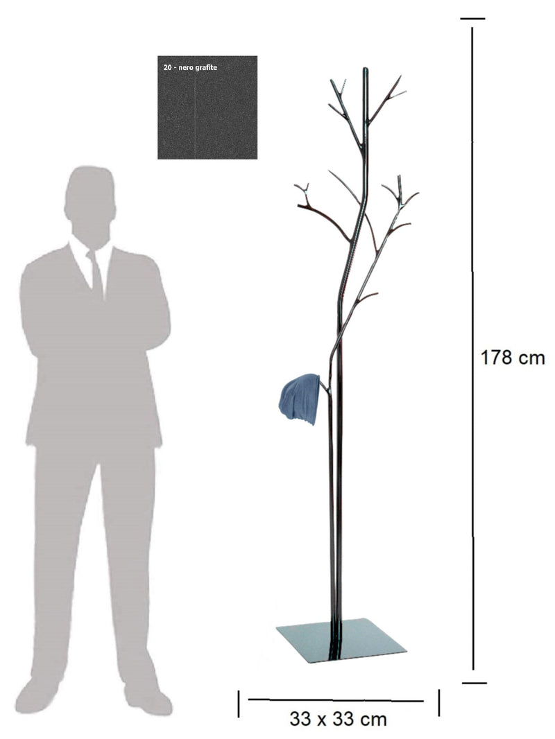Appendiabiti da Terra 33x33x178 cm in Ferro Battuto Vasconi Platano Grafite