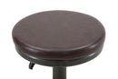Sgabello Imbottito Round Ø38x60-82 cm in Ferro e Spugna e PU Marrone e Grigio