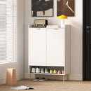 Scarpiera Salvaspazio per 24 Paia di Scarpe con 2 Ante 3 Ripiani Estraibili e Mensola Inferiore Bianco      